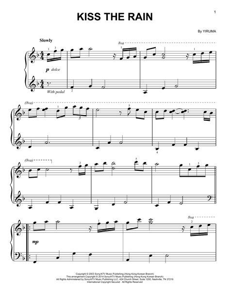 music sheet kiss the rain